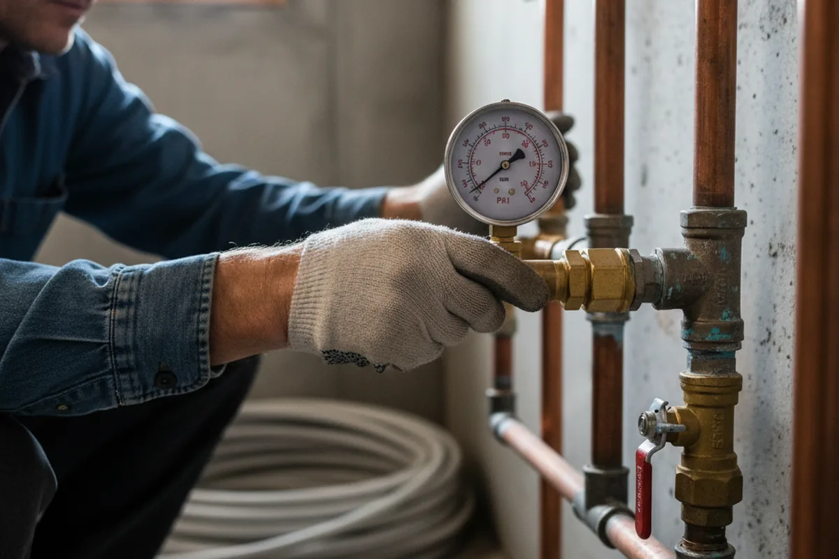 Pressure testing a repaired line during Water Line Repair in Menlo
